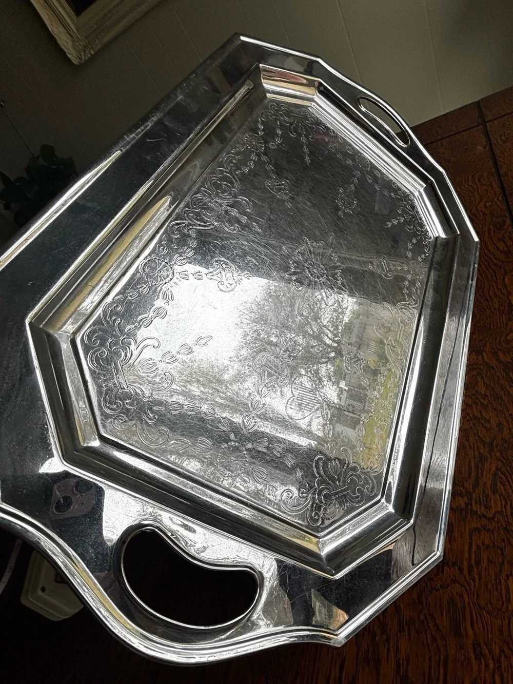 Chrome over Brass Decorative Serving Tray - Foreman Ware